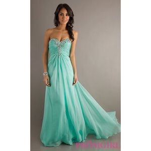 Spearmint Teal Strapless Sweetheart Prom Dress OBO